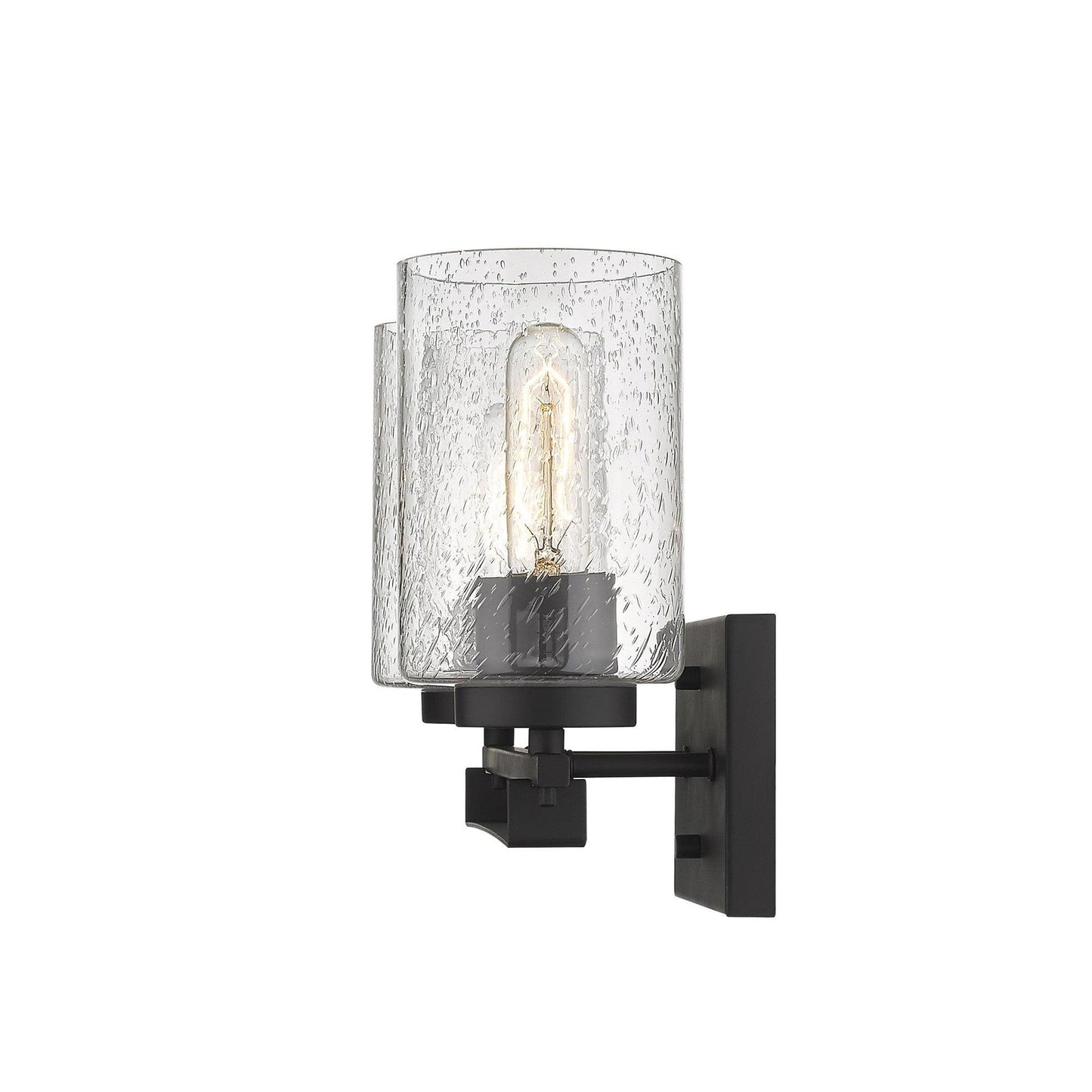 Bronze Metal and Textured Glass Two Light Wall Sconce - AFS