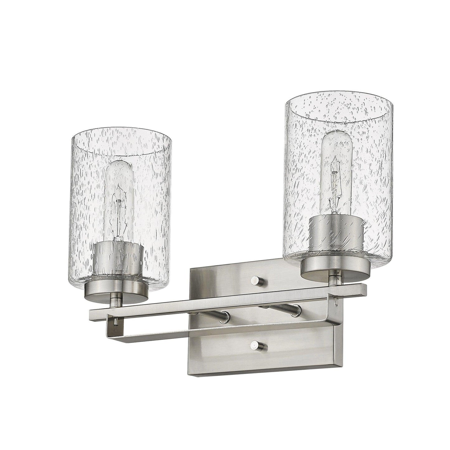 Silver Metal and Textured Glass Two Light Wall Sconce - AFS