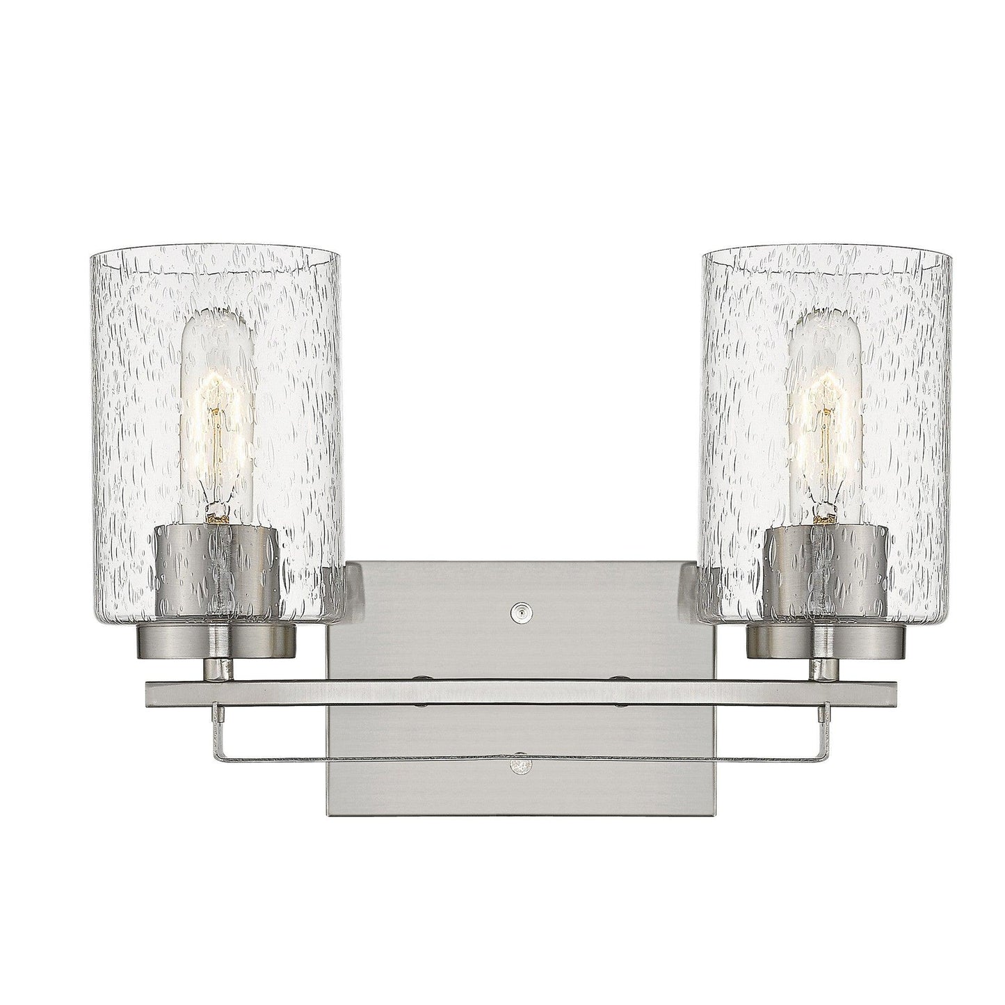 Silver Metal and Textured Glass Two Light Wall Sconce - AFS