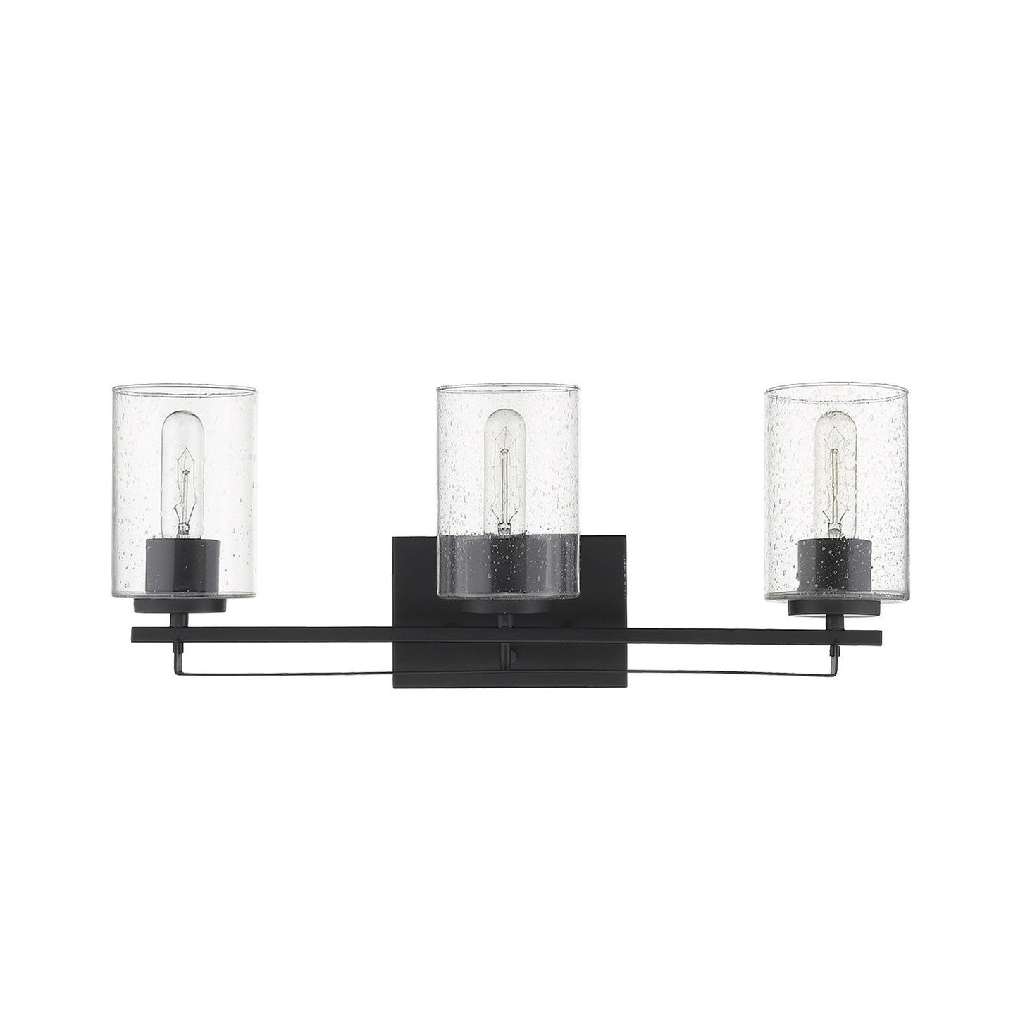 Black Metal and Textured Glass Three Light Wall Sconce - AFS