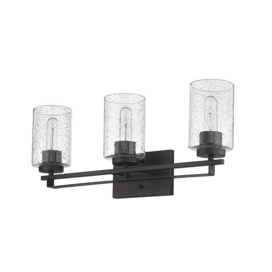 Bronze Metal and Textured Glass Three Light Wall Sconce - AFS