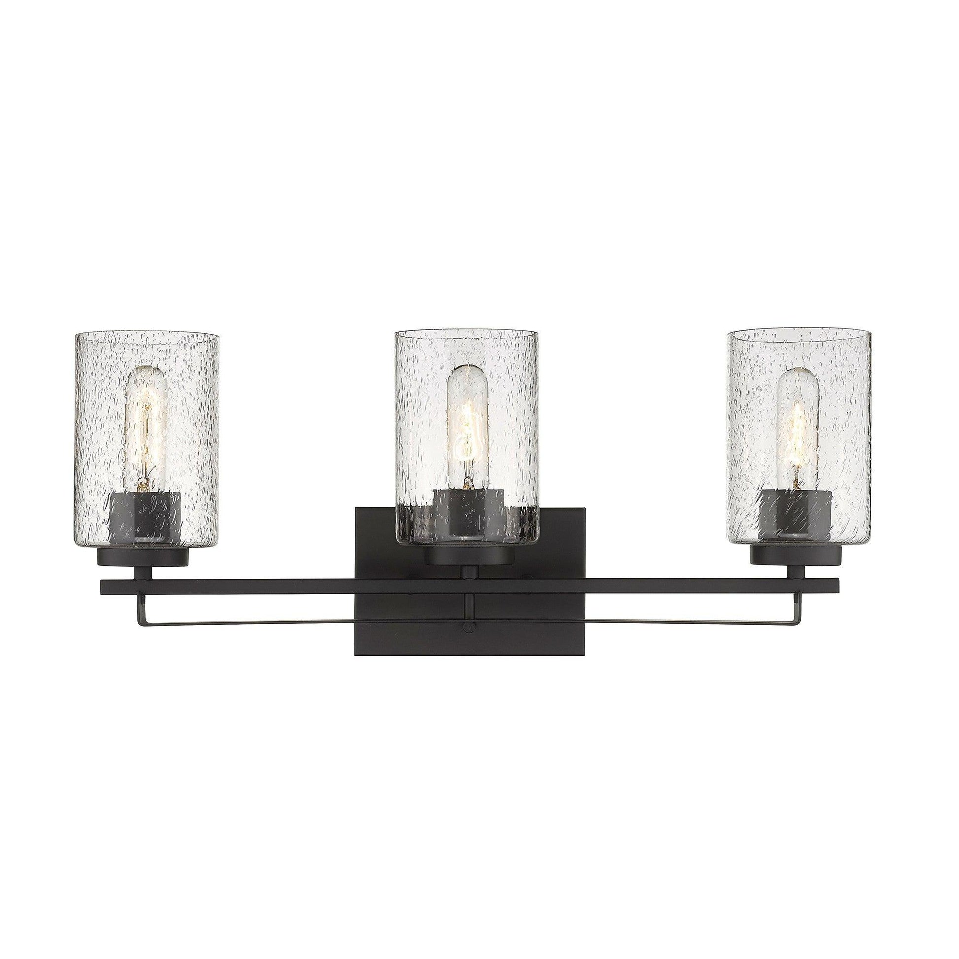 Bronze Metal and Textured Glass Three Light Wall Sconce - AFS