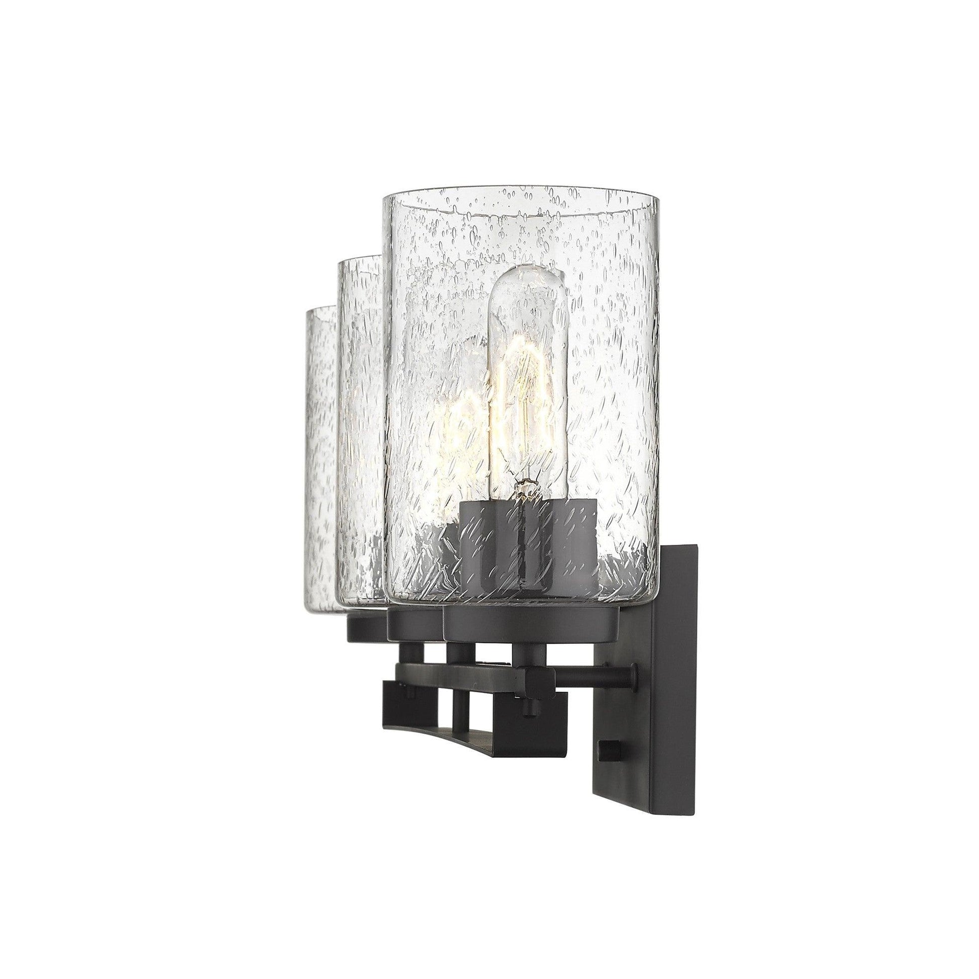 Bronze Metal and Textured Glass Three Light Wall Sconce - AFS