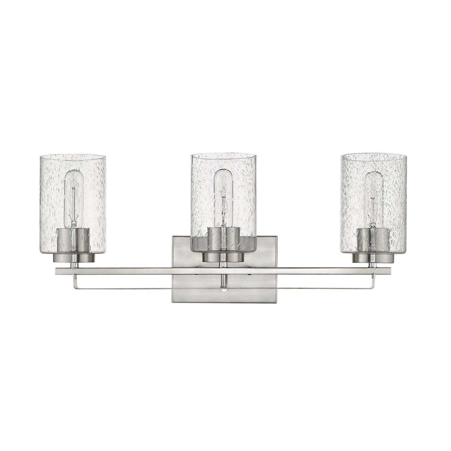 Silver Metal and Textured Glass Three Light Wall Sconce - AFS