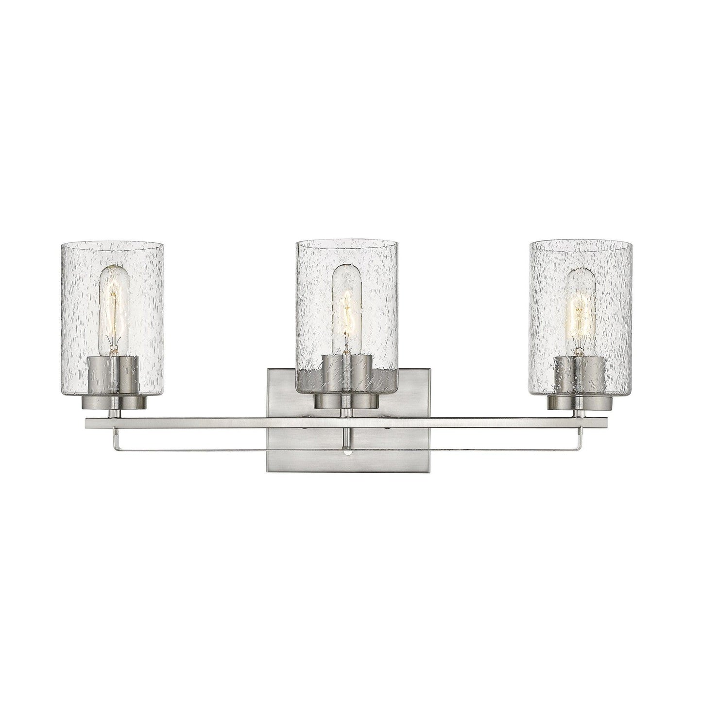 Silver Metal and Textured Glass Three Light Wall Sconce - AFS