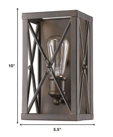 Antique Bronze Metal Geometric Wall Light - AFS