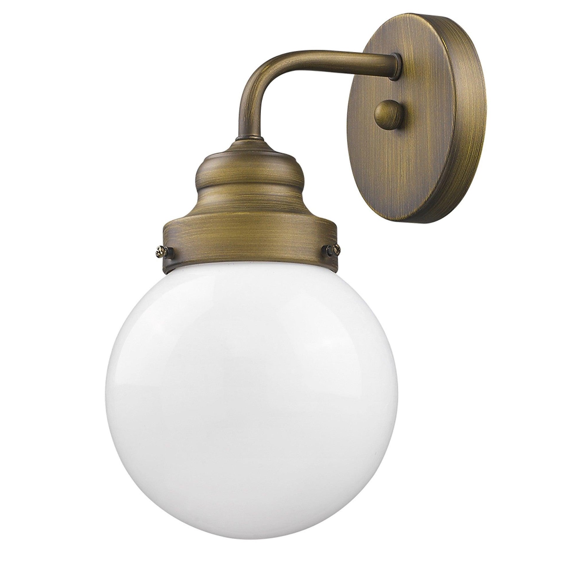 One Light Gold Wall Sconce with Round Glass Shade - AFS