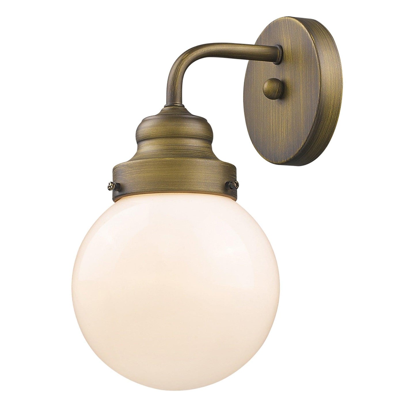 One Light Gold Wall Sconce with Round Glass Shade - AFS