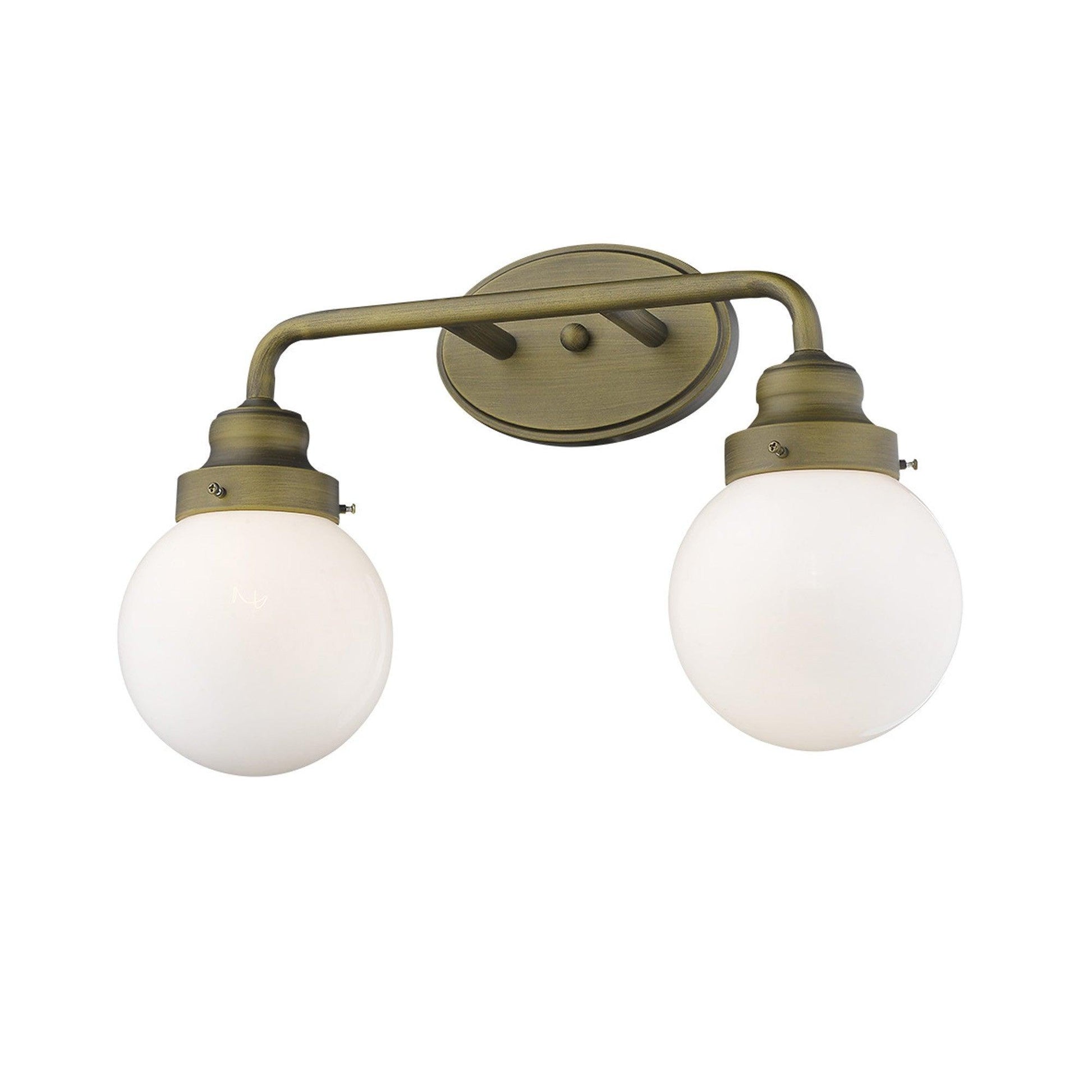 Two Light Gold Wall Sconce with Round Glass Shade - AFS