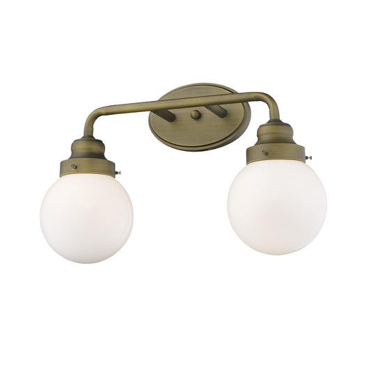 Two Light Gold Wall Sconce with Round Glass Shade - AFS