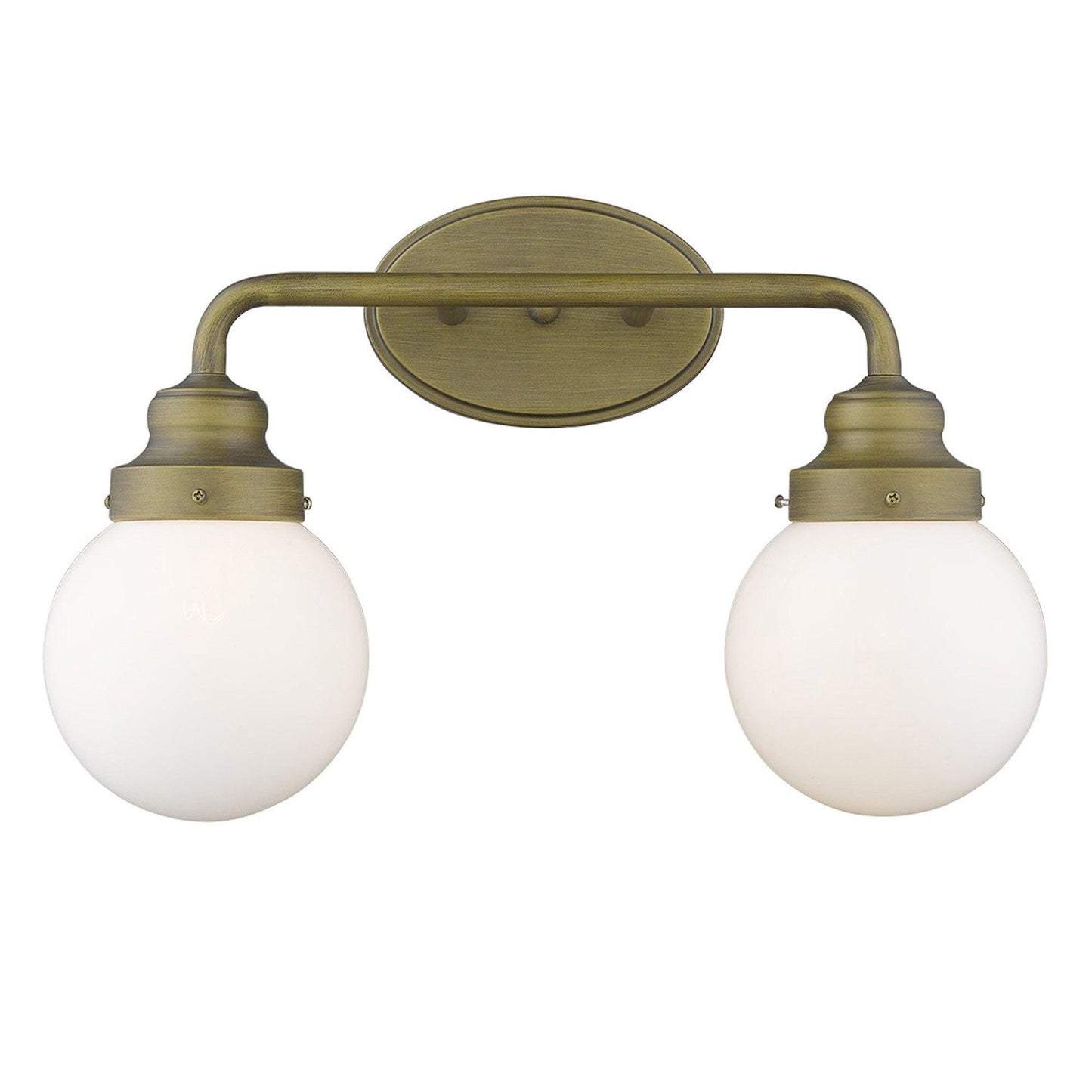 Two Light Gold Wall Sconce with Round Glass Shade - AFS