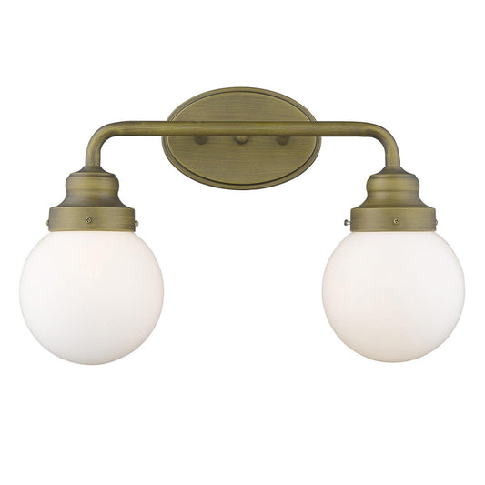 Two Light Gold Wall Sconce with Round Glass Shade - AFS