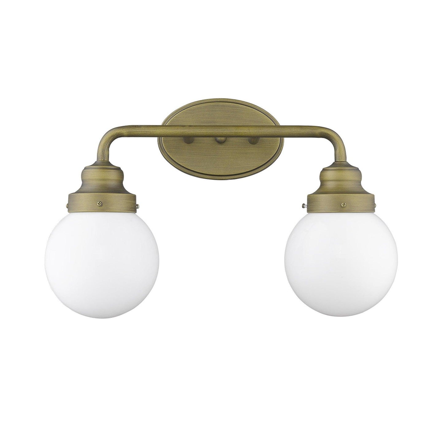 Two Light Gold Wall Sconce with Round Glass Shade - AFS