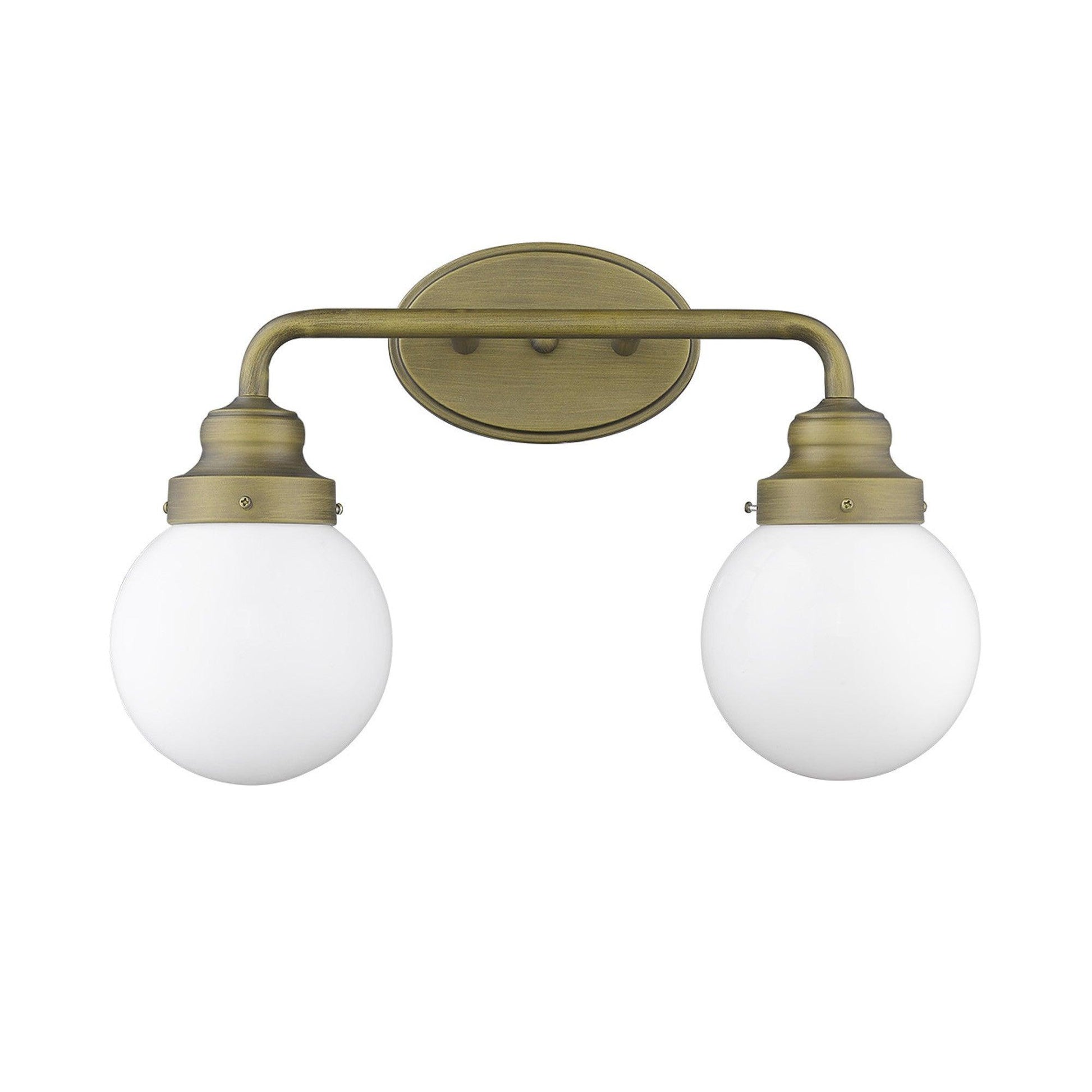 Two Light Gold Wall Sconce with Round Glass Shade - AFS