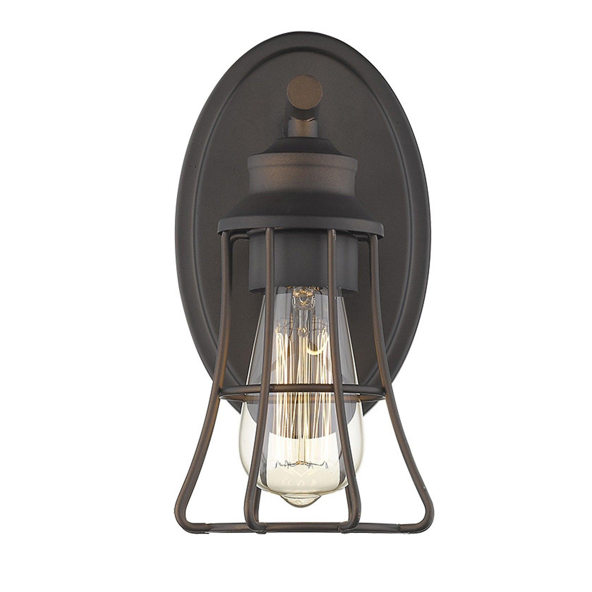 One Light Bronze Cage Wall Light - AFS