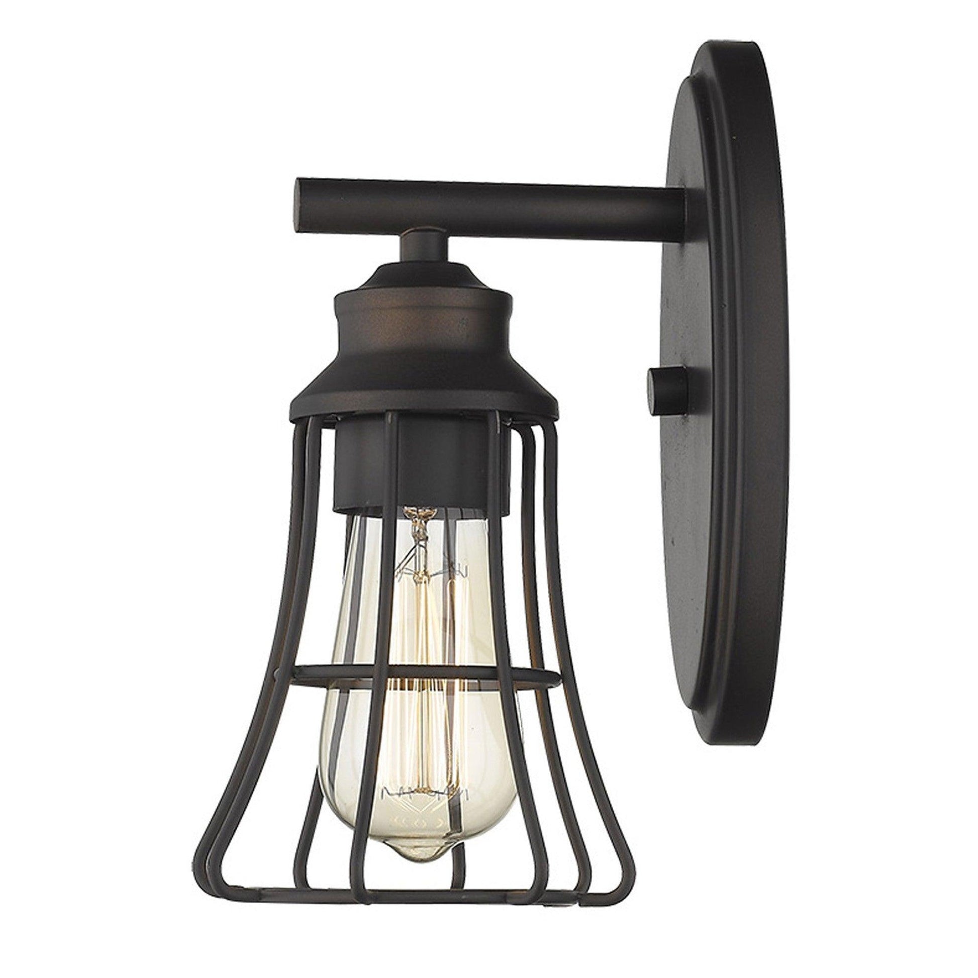 One Light Bronze Cage Wall Light - AFS