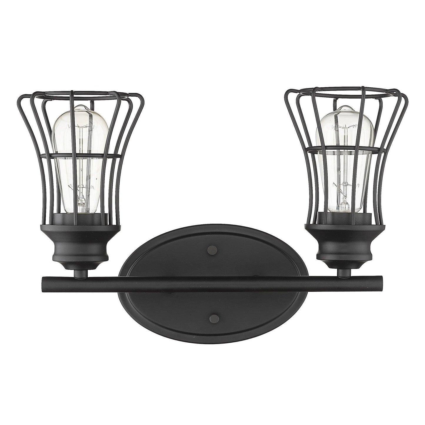 Two Light Matte Black Cage Wall Sconce - AFS