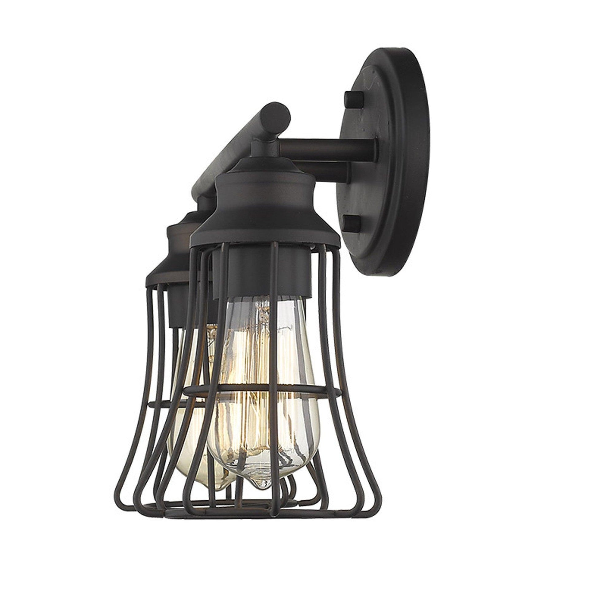 Two Light Bronze Cage Wall Light - AFS