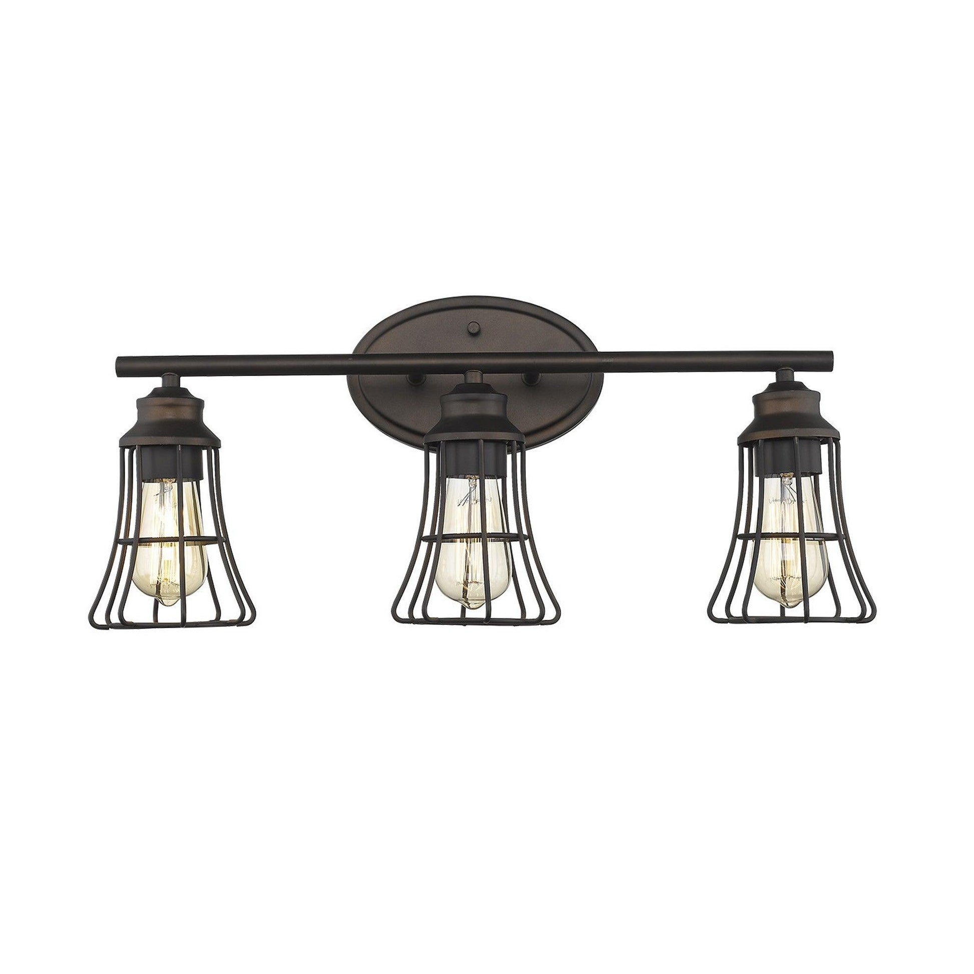 Three Light Bronze Cage Wall Light - AFS