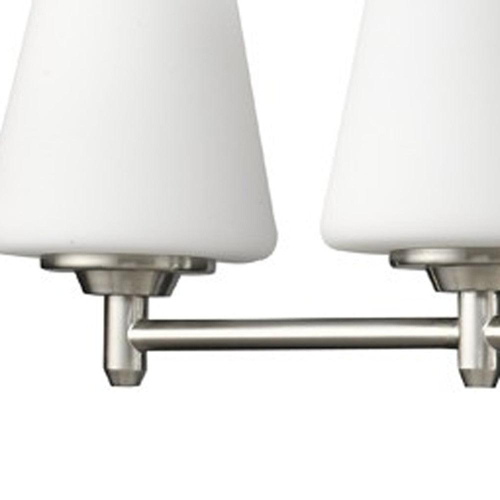 Paige 5-Light Satin Nickel Vanity Light With Frosted Glass Shades - AFS