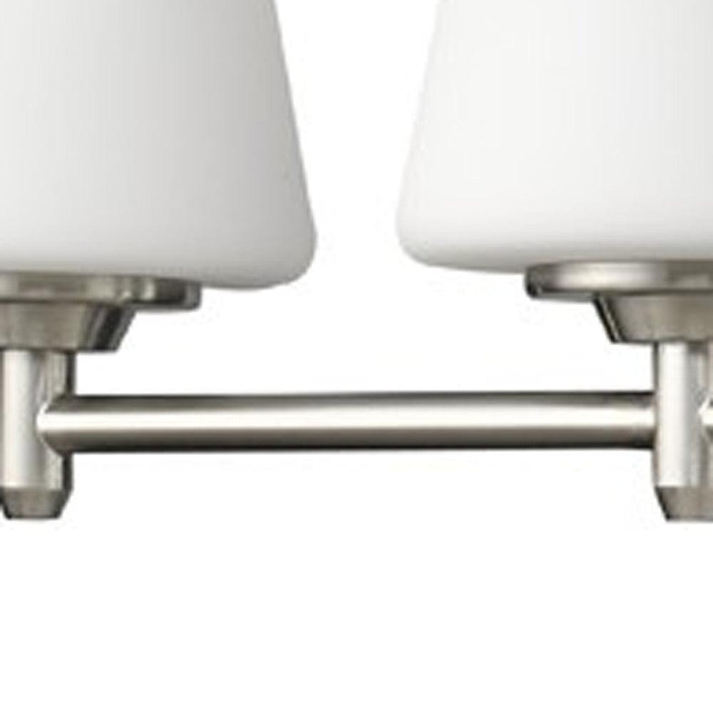 Paige 5-Light Satin Nickel Vanity Light With Frosted Glass Shades - AFS