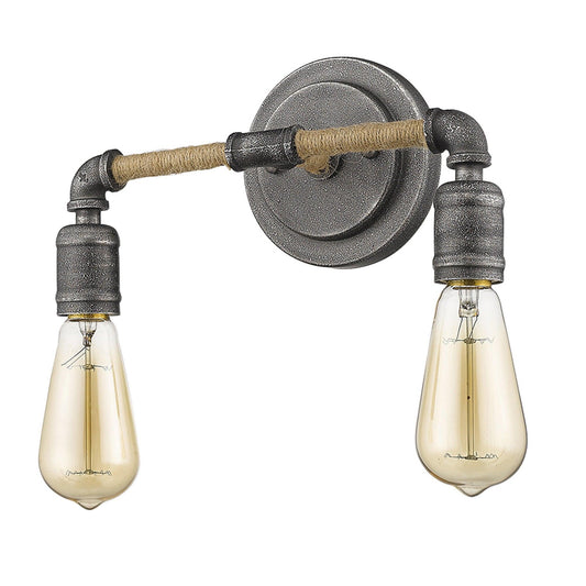 Two Light Industrial Textured Gray Wall Light - AFS