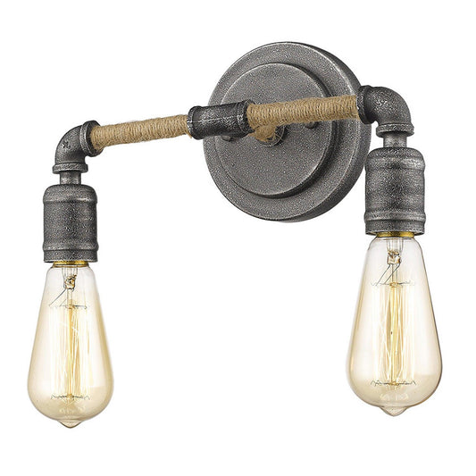 Two Light Industrial Textured Gray Wall Light - AFS