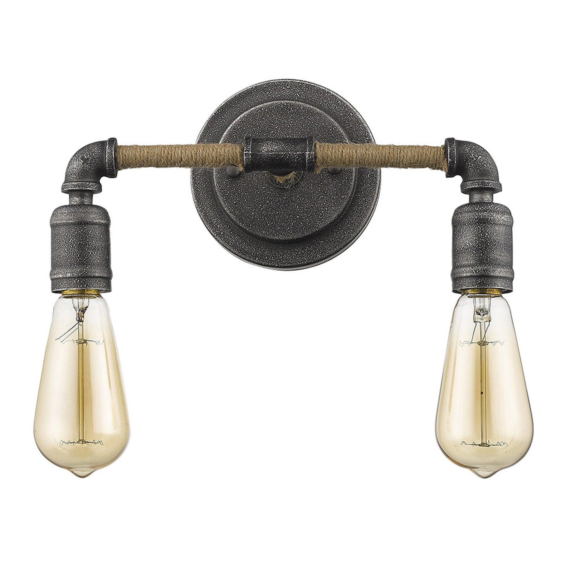 Two Light Industrial Textured Gray Wall Light - AFS