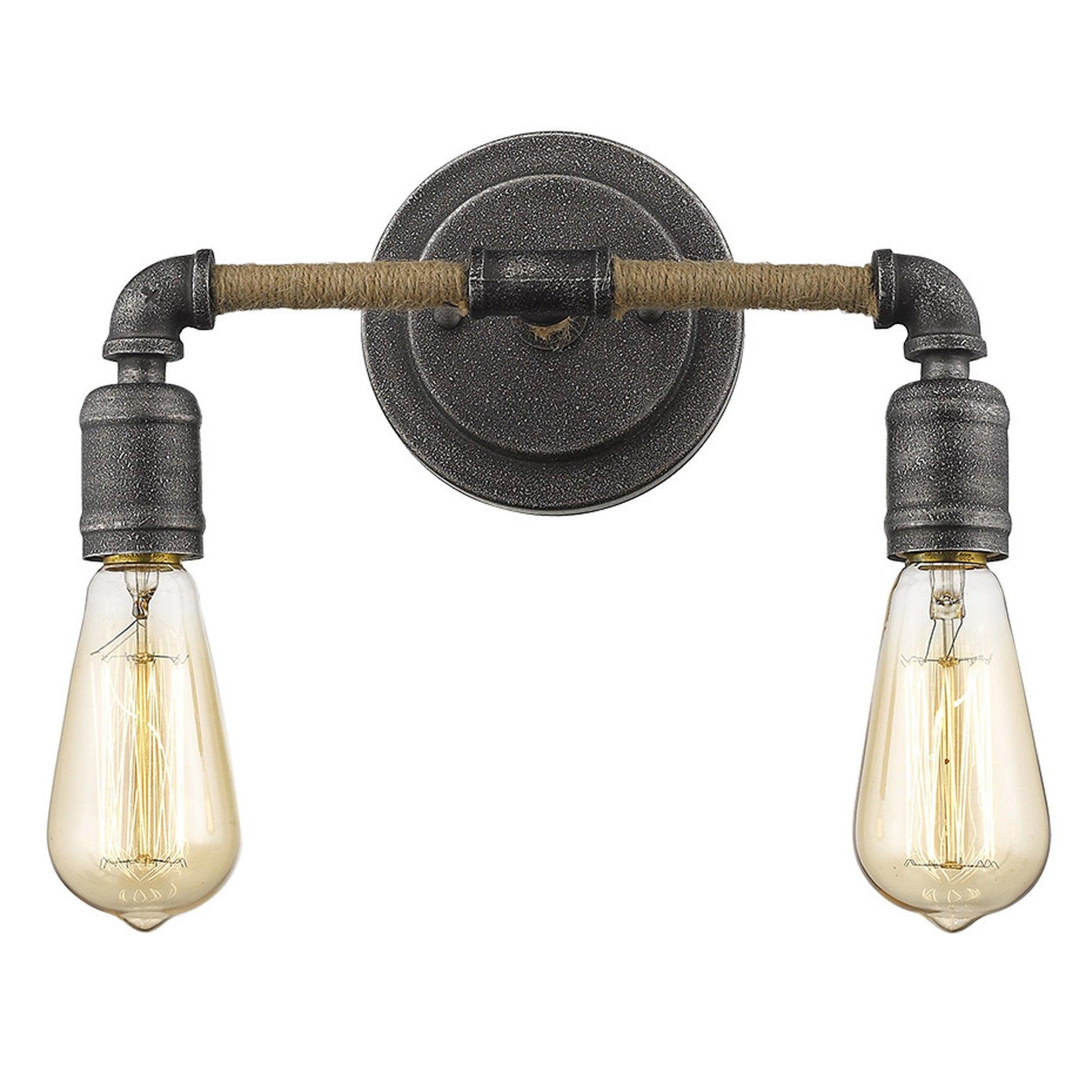 Two Light Industrial Textured Gray Wall Light - AFS