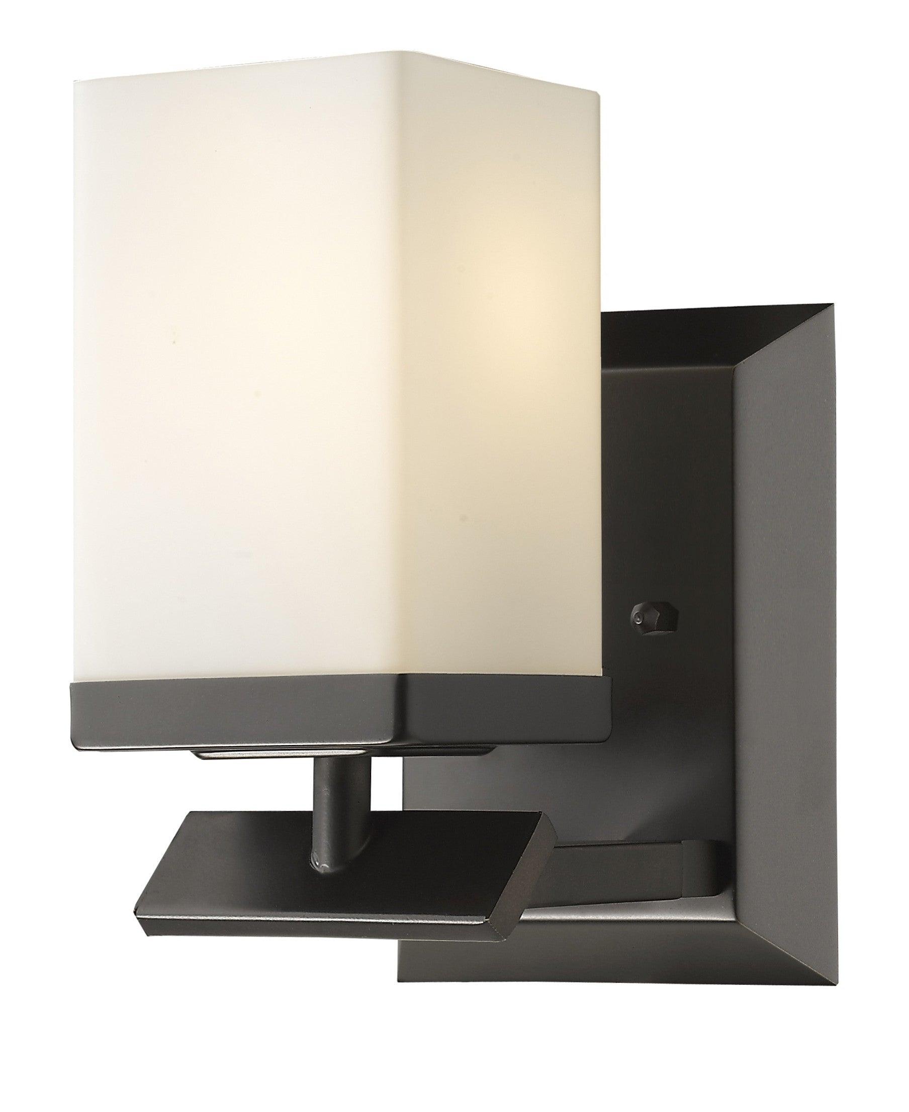 One Light Bronze Frosted Glass Wall Sconce - AFS