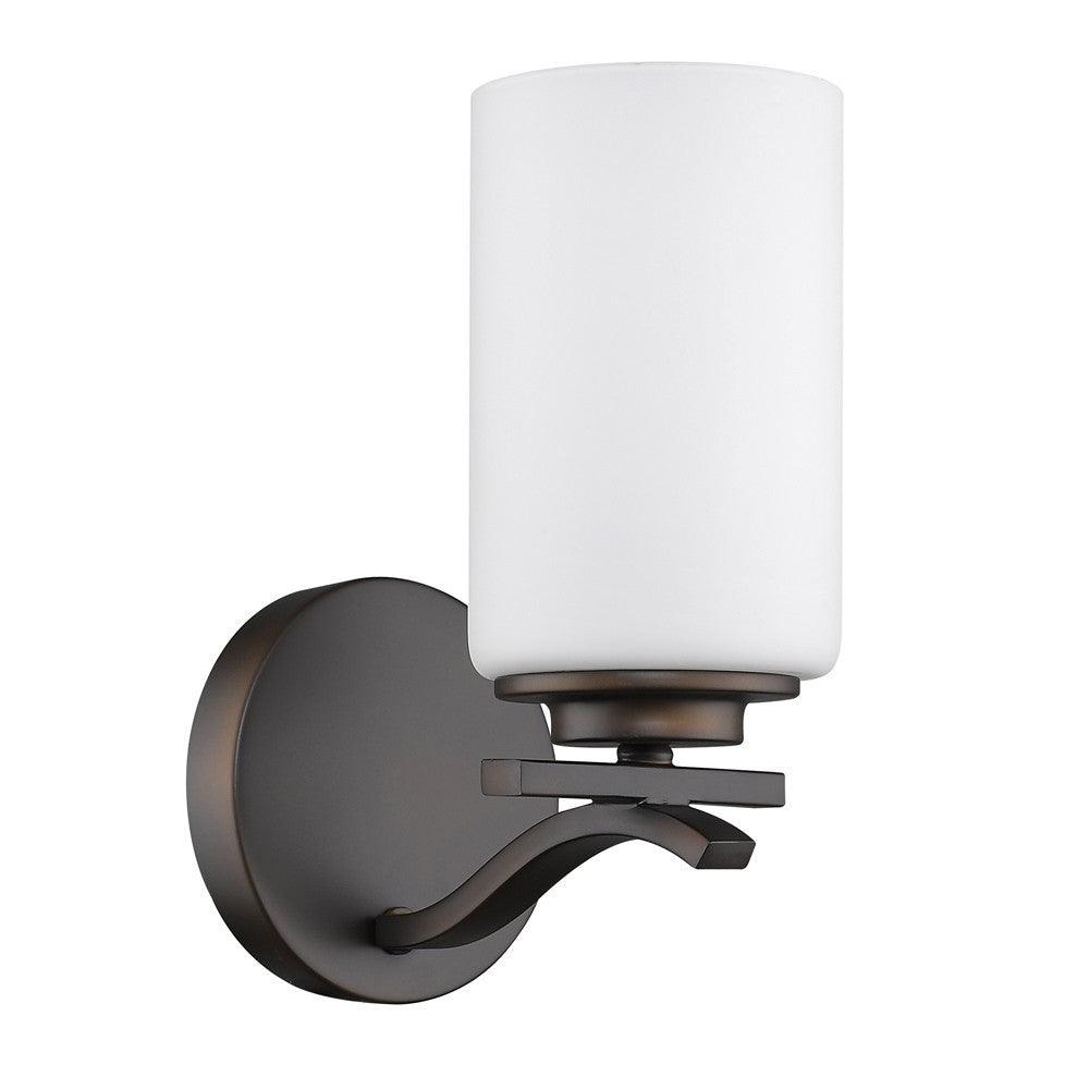 One Light Bronze and Glass Wall Sconce - AFS