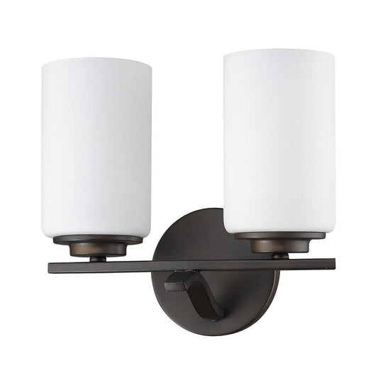 Two Light Bronze and Glass Wall Sconce - AFS