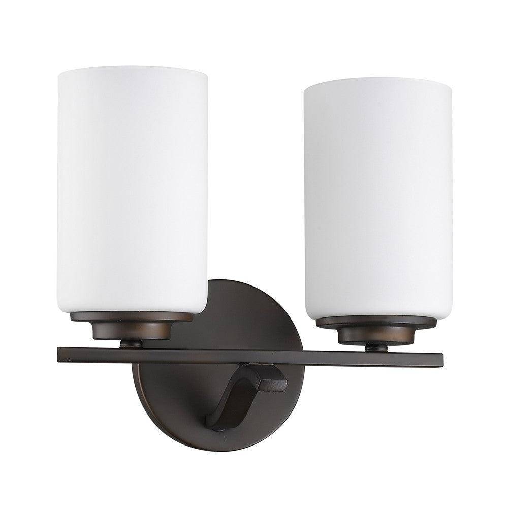 Two Light Bronze and Glass Wall Sconce - AFS