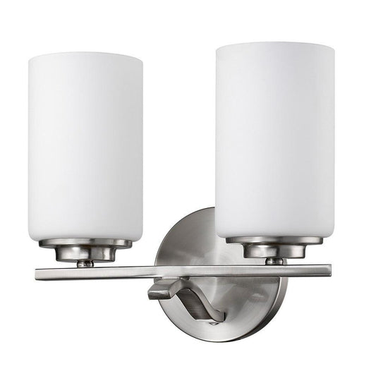 Two Light Silver and Glass Wall Sconce - AFS