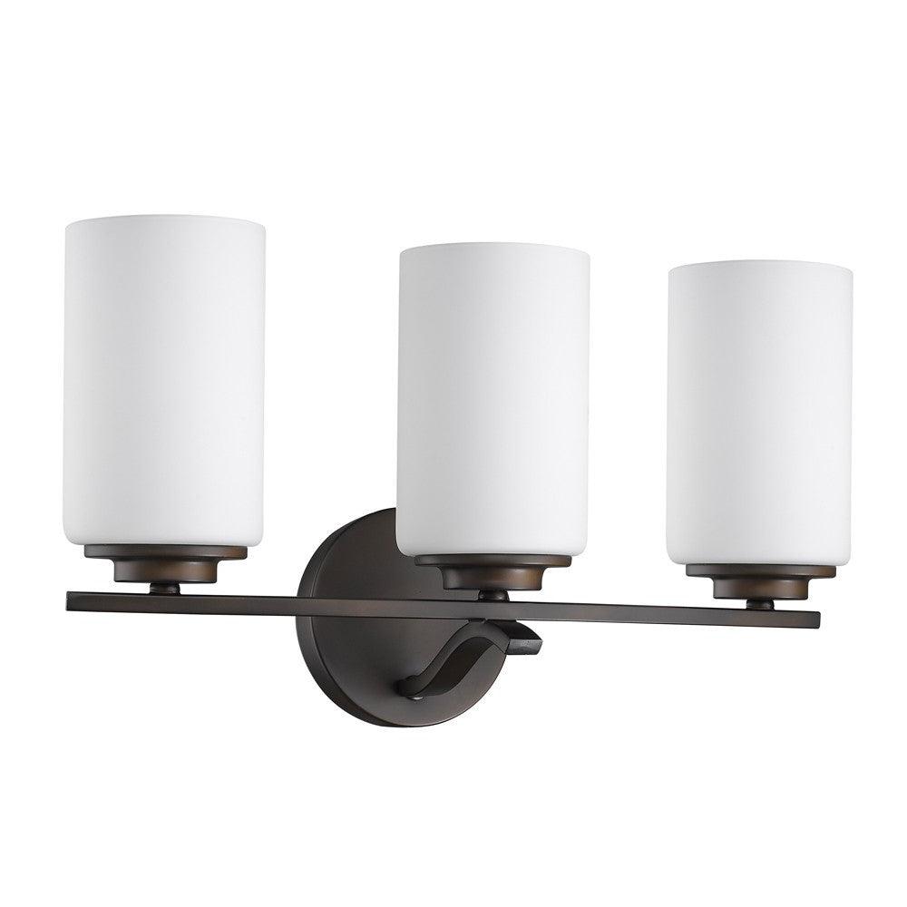 Three Light Bronze and Glass Wall Sconce - AFS