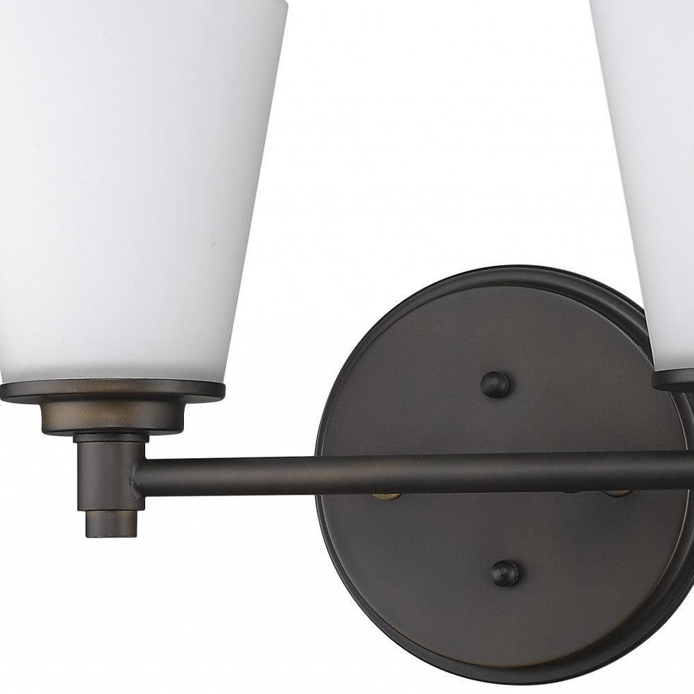 Two Light Bronze Wall Light with Frosted Glass Shade - AFS