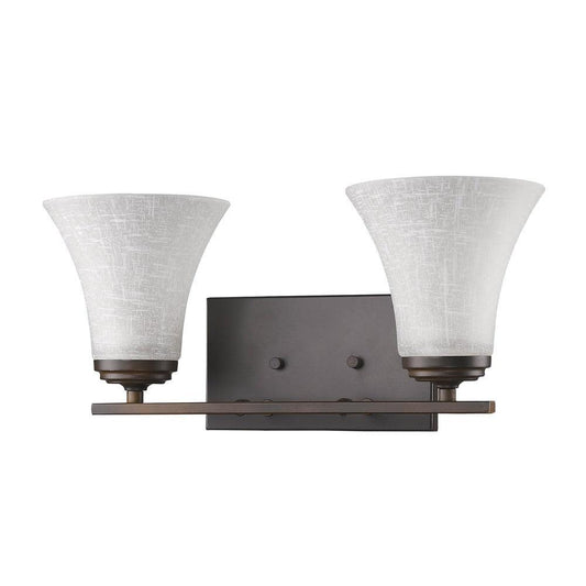 Two Light Bronze Wall Light with Tapered Glass Shade - AFS