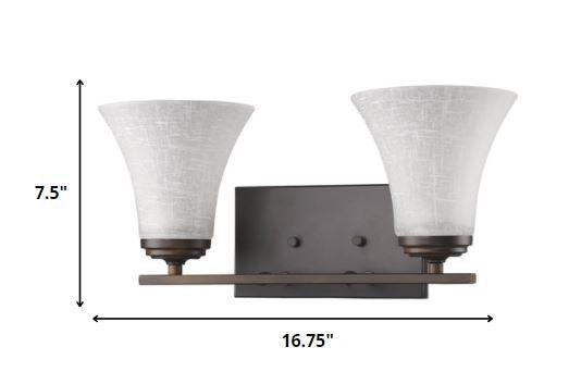 Two Light Bronze Wall Light with Tapered Glass Shade - AFS