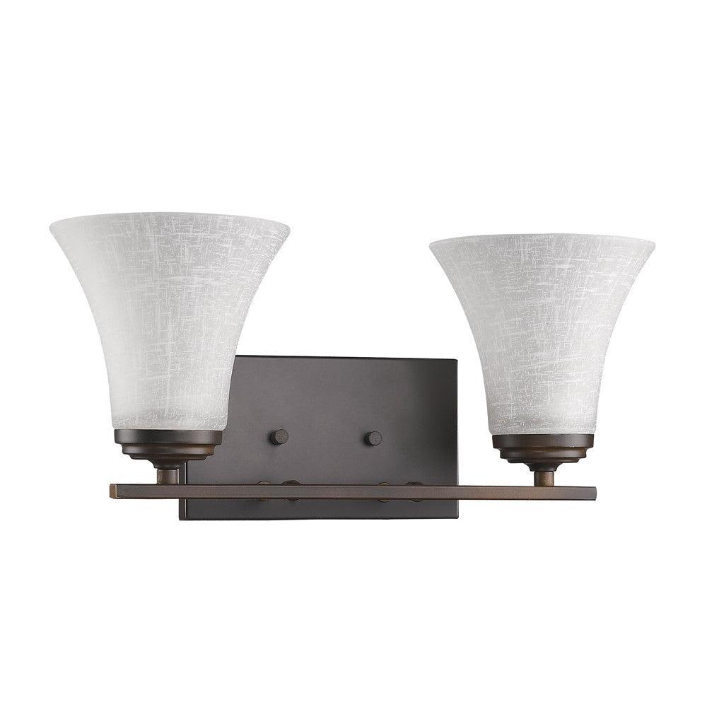 Two Light Bronze Wall Light with Tapered Glass Shade - AFS