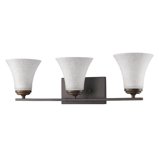 Three Light Bronze Wall Light with Tapered Glass Shade - AFS