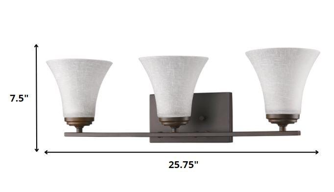 Three Light Bronze Wall Light with Tapered Glass Shade - AFS