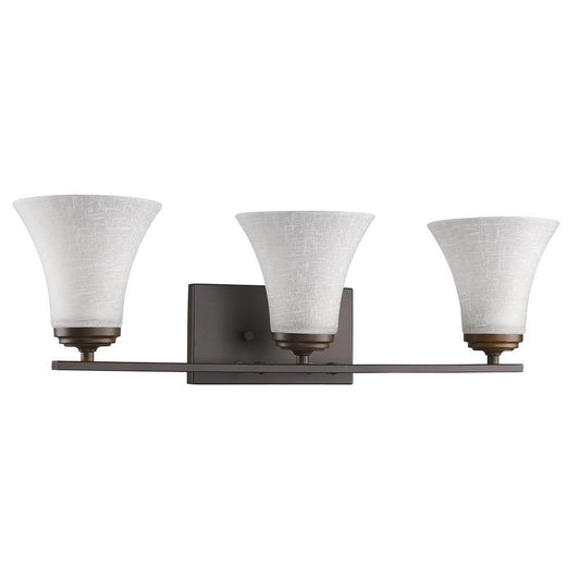 Three Light Bronze Wall Light with Tapered Glass Shade - AFS