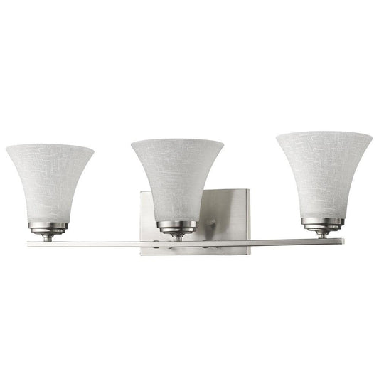 Three Light Silver Wall Light with Tapered Glass Shade - AFS