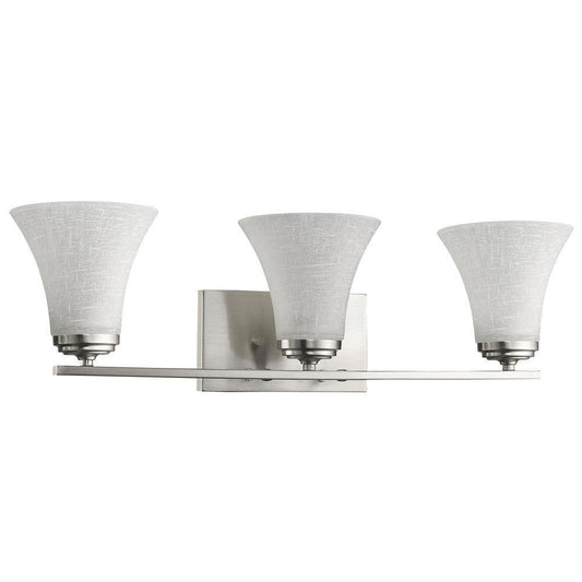 Three Light Silver Wall Light with Tapered Glass Shade - AFS