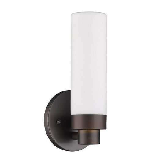 Bronze Wall Light with Narrow Frosted Glass Shade - AFS