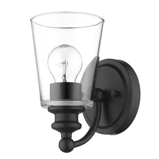 One Light Matte Black Glass Shade Wall Sconce - AFS