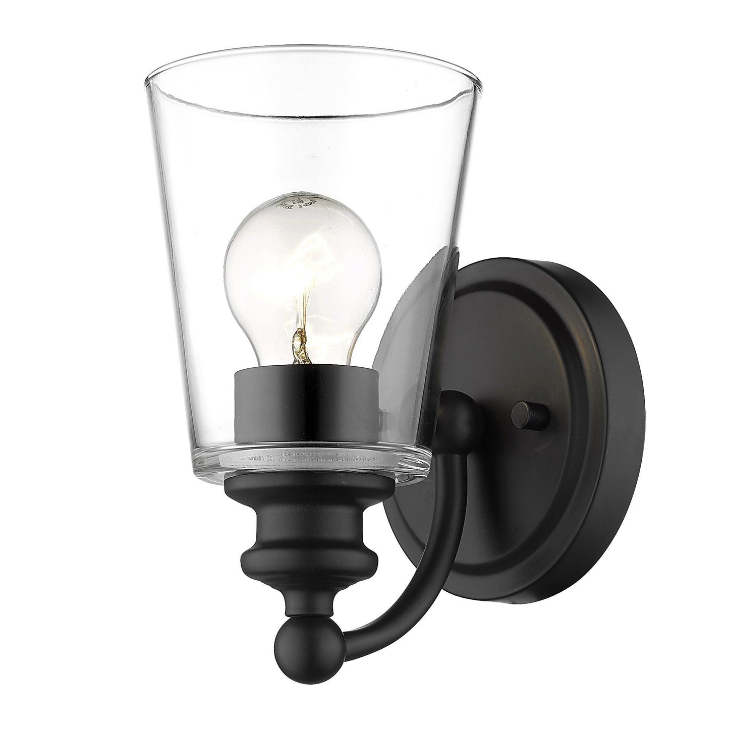 One Light Matte Black Glass Shade Wall Sconce - AFS