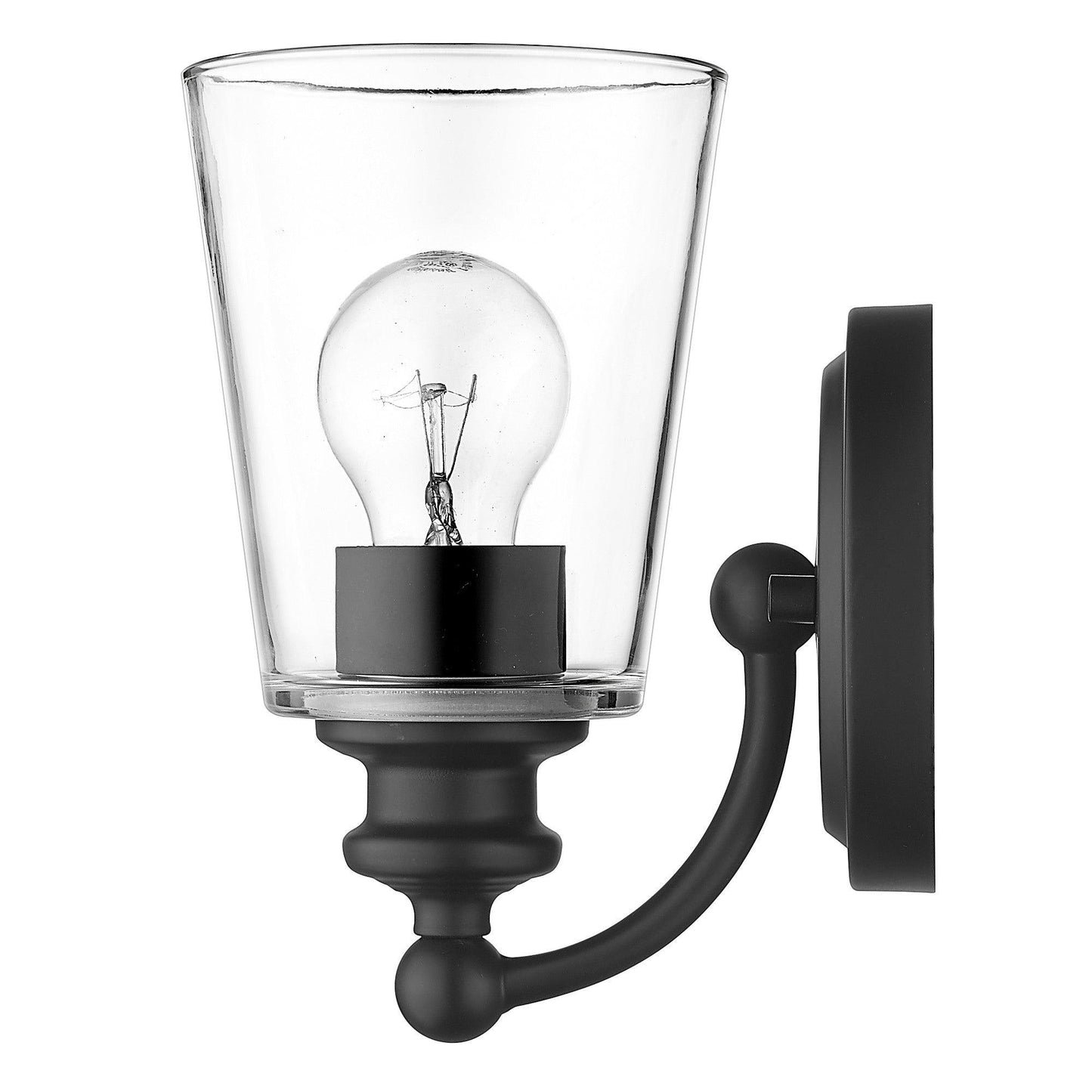 One Light Matte Black Glass Shade Wall Sconce - AFS