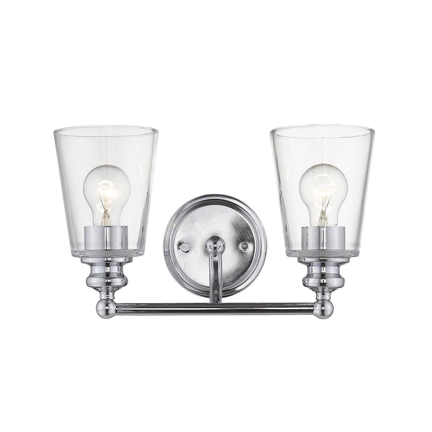 Two Light Silver Glass Shade Wall Sconce - AFS