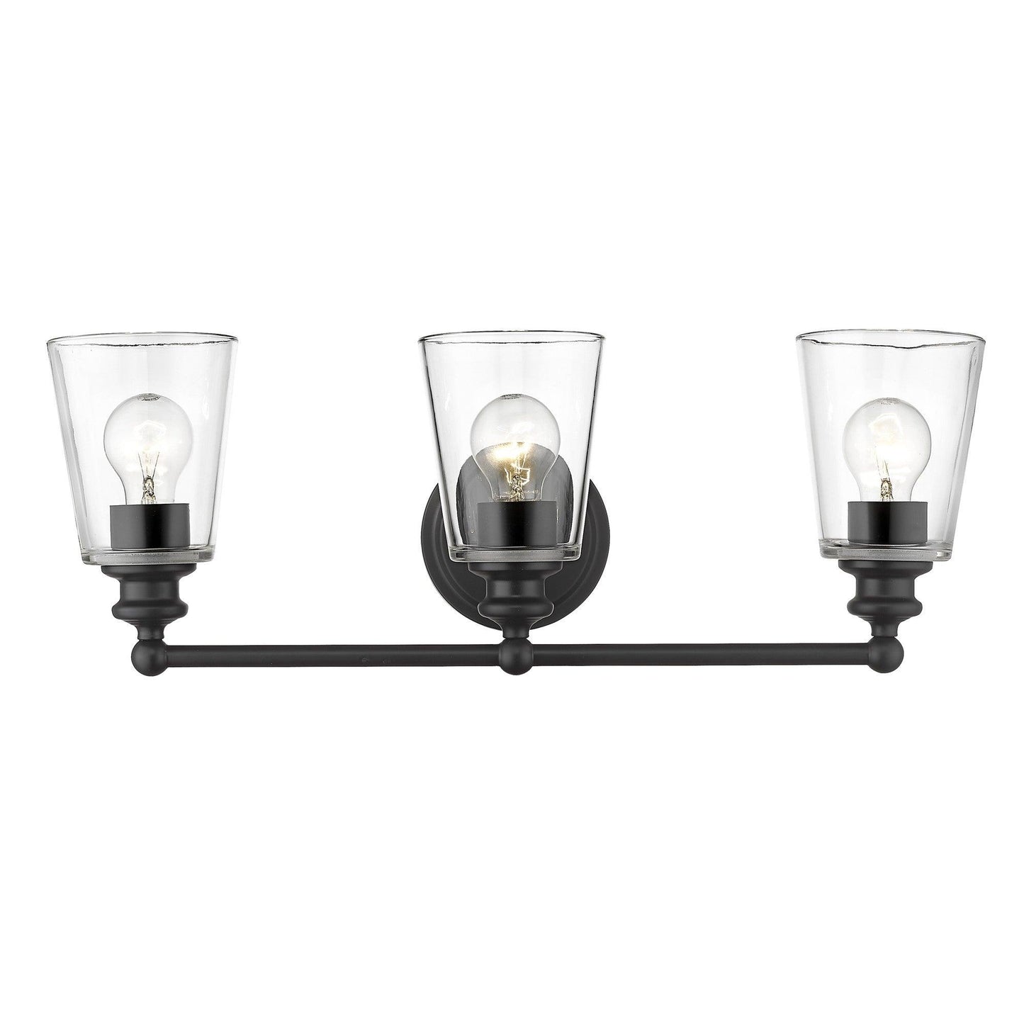 Three Light Matte Black Glass Shade Wall Sconce - AFS